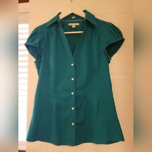 Banana Republic Sleeveless Turquoise Blouse CA #17897 Size 6